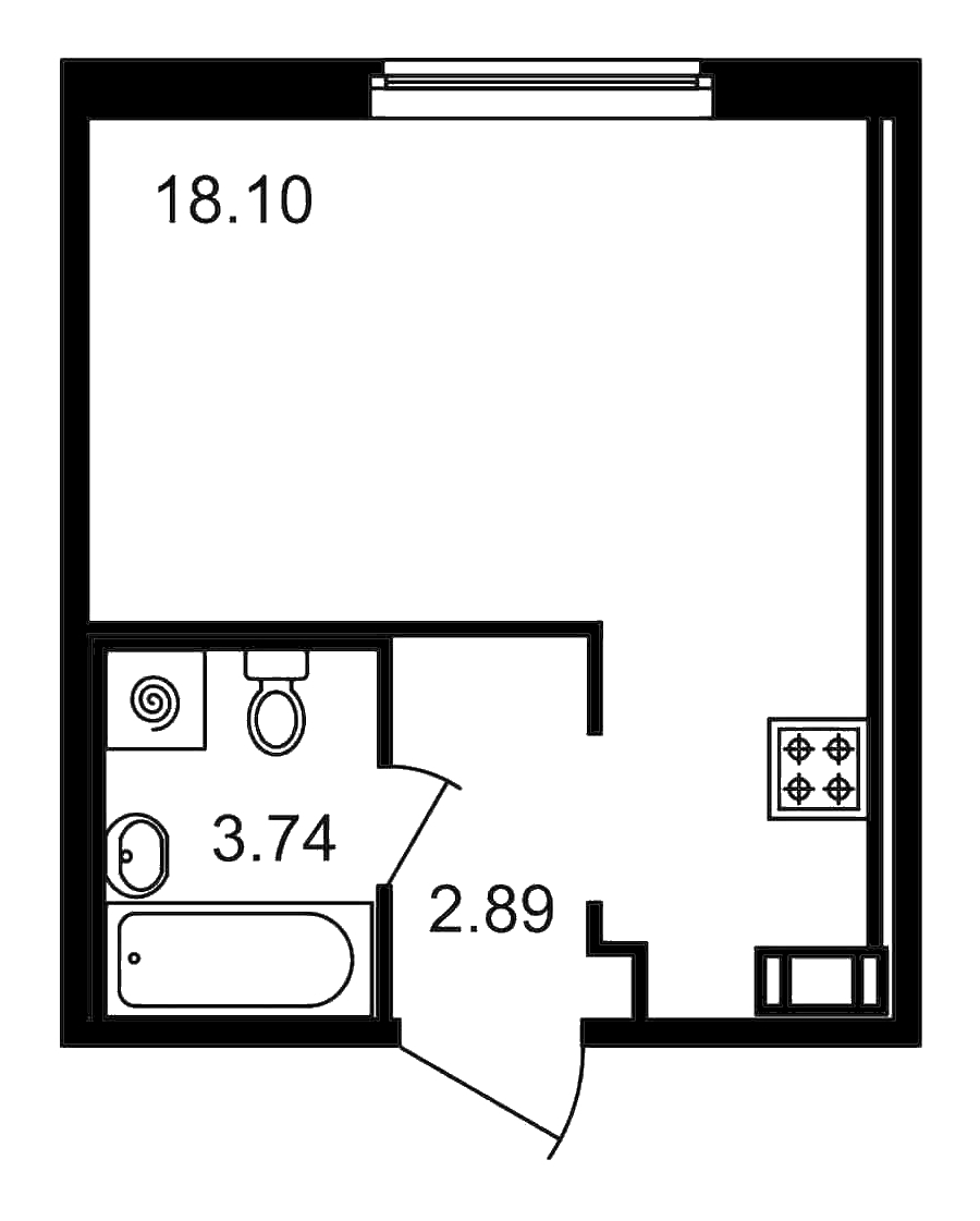Квартира студия 24.73 м², 2/15 эт., ЖК «Новые горизонты»